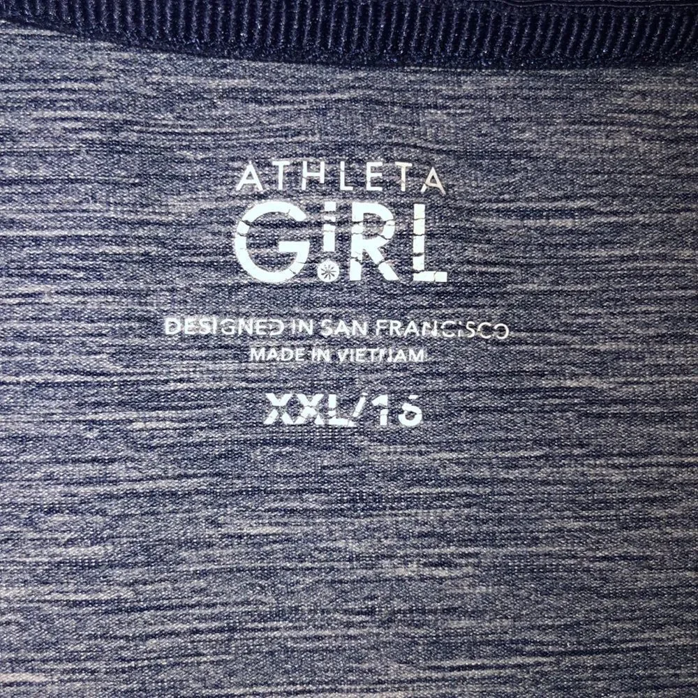 Athleta GIRL 16/XXL Heather Blue Blush Pink Cuffed Short Sleeve High Low Tee